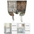 thumbnail image 6 of Brown Wooden Door Tie Up Curtains for Window, Thermal Insulated Balloon Shade Adjustable Rod Pocket Curtains Valance Panels for Kitchen Bathroom Cafe 52 x 63 Vintage Farmhouse Wood Idyllic, 6 of 6