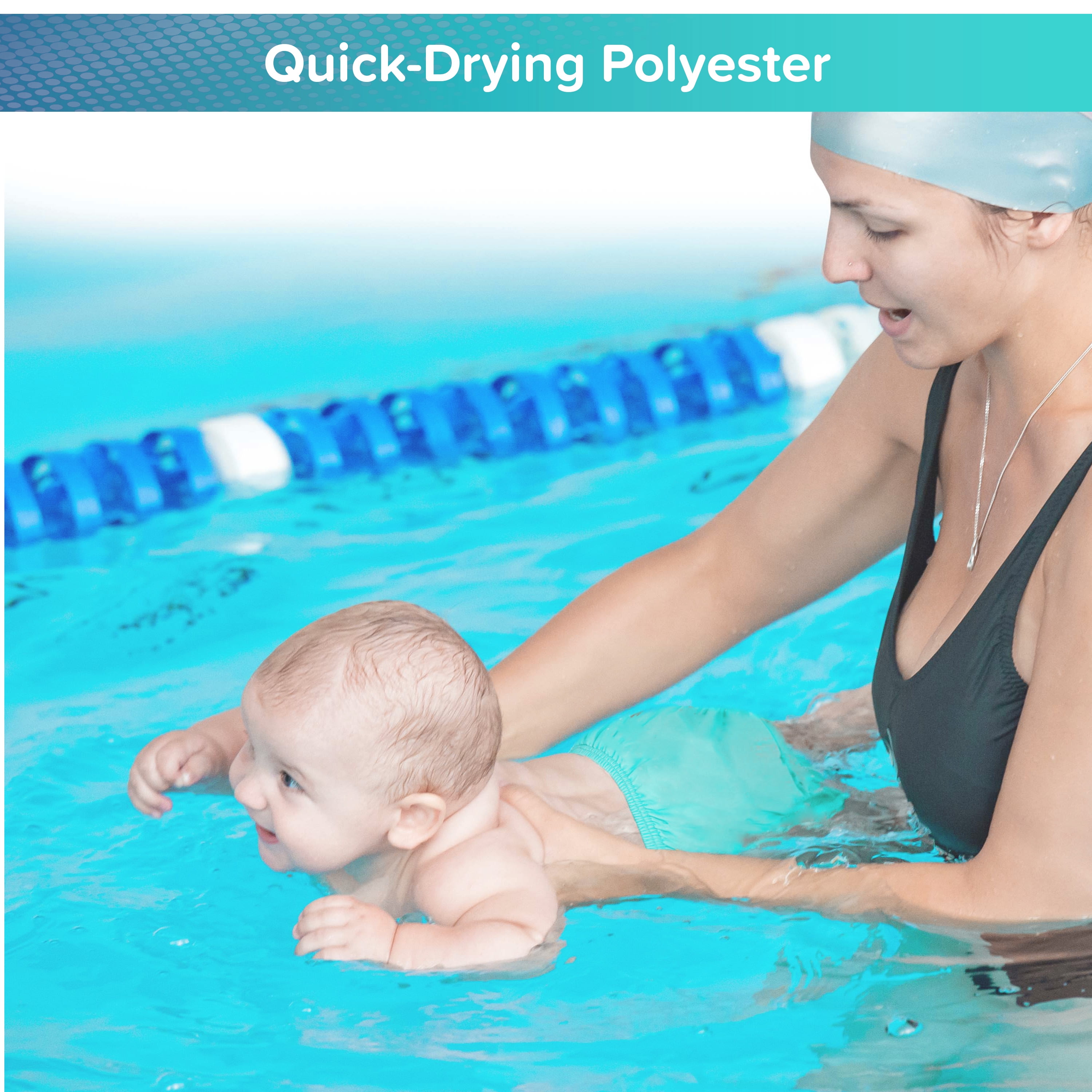 (2 pack) SwimSchool Reusable Polyester Swim Diaper for Infants, Size m, 6-18 Months, Unisex (16-22 lbs)