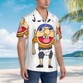 thumbnail image 4 of Lsque Sml Jeffy Pattern Hawaiian Shirt for Men Unisex Summer Beach Casual Short Sleeve Cotton Linen Button Down Shirts-Small, 4 of 6