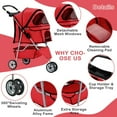 thumbnail image 3 of YRLLENSDAN,Dog Strollers For Medium Dogs,Cat Strollers For 2 Cats,Dog Strollers For Small Dogs,With A Cup Holder,Removable,Waterproof,Red, 3 of 7