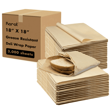 Karat [3,000 ct] 18"x18" Deli Paper Sheets | Kraft Grease-Resistant Wrapping Paper | Designed for Oversized Items, Large Trays, and Catering Needs