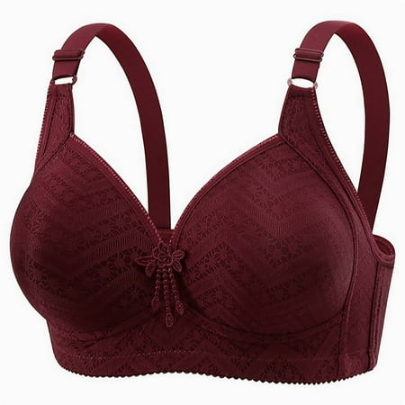 Up to 30% OFF Women s Plus Size Bra  Gathered Upper Support  Sagging Adjustment  No Steel Ring  Thin Underwear  Elderly Mother  Comfort Fit  Comfortable Plus Skirt|Nylon Spandex Red