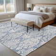 thumbnail image 2 of Retro Ethnic Style Flowers Blue Washable Area Rug 5 x 7 ft , Soft Non Slip Rugs Stain Repellent Indoor Felt Carpet for Living Dining Room Bedroom Home Office, 2 of 9