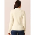 thumbnail image 4 of DARING DIVA Fluffy Lined Sweater Mock Neck Long Sleeve Top S Apricot, 4 of 5