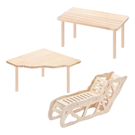 Small Pet Platform Set Pine Wooden 3 Piece for Small Animal Cage Habitat