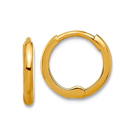 14k Solid Yellow Gold Polished 1.45x10mm Hinged Hoop Earrings 9.5x9.8mm Wide 1.5mm Thick Hoop Earring for Women