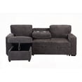 thumbnail image 3 of Bedroom Modern Grey Pull Out Sofa with 2 Cup Holders 220cm Polyester, 3 of 11