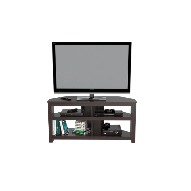 Inval 4shelf Open Storage Corner 60inch TV Stand, Espresso
