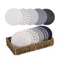 thumbnail image 1 of Posavasos para Bebidas, Juego de Soporte para Cesta de Pasto Marino, 10 Posavasos Bohemios Absorbentes para Mesa de Centro, Cesta Grande Tejida A Mano, 1 of 5
