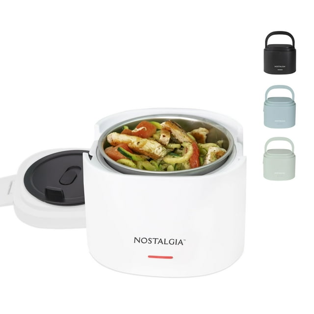Lonchera eléctrica con calefacción Nostalgia, portátil, 600 ml, color blanco