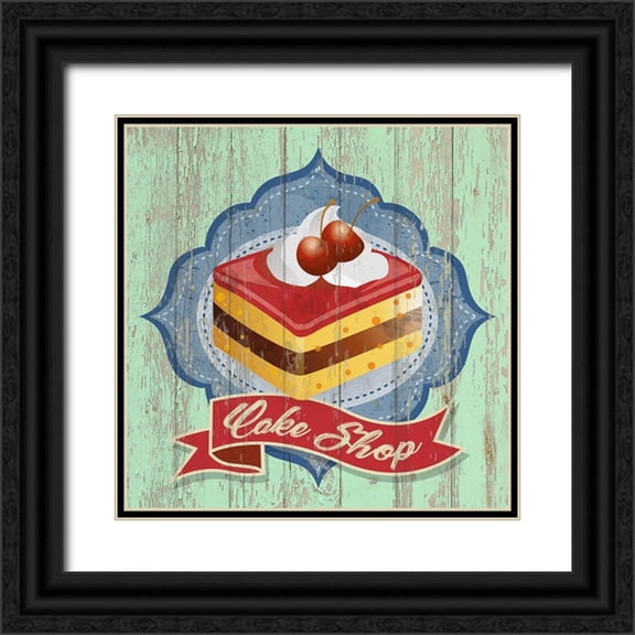 Skip Teller 12x12 Black Ornate Wood Framed with Double Matting Museum Art Print Titled - Cake Shop