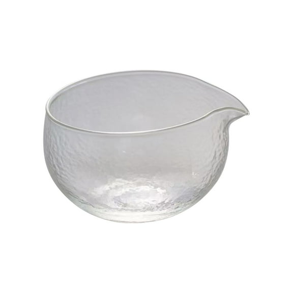 MOQIN Deep Textured Glass Matcha Bowl With Spout,Glass Chawan Matcha Green Tea Whisk Bowls,Clear Japanese Style Cute Salad Mixing Bowl (450ml/500ml)