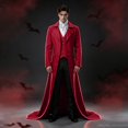 thumbnail image 5 of Men's Vintage Gothic Medieval Steampunk Long Tailcoat Jacket Victorian Frock Button Down Swallow Coat Uniform Wine XL, 5 of 6