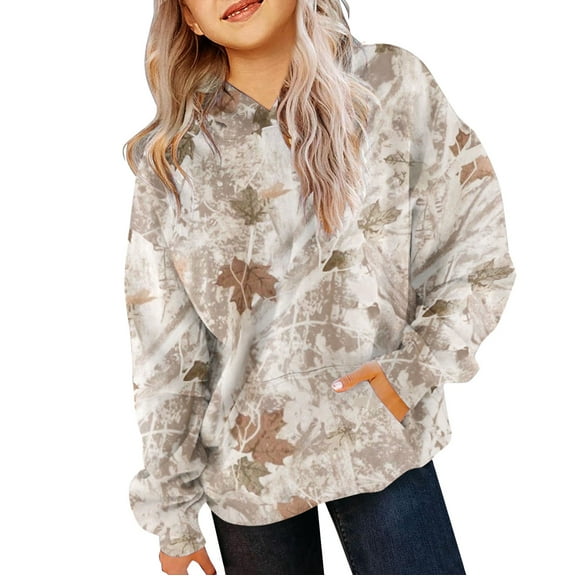 YunPes Girls' Sweatshirts Winter Retro Print Sweatshirts for Teenagers Long Sleeves Comfortable Cute Sweatshirts Baby Winter Clothes