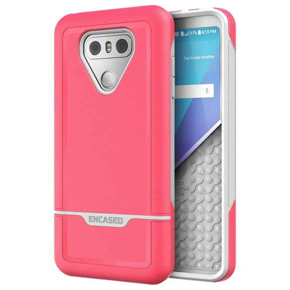 LG G6 Case, Protective Strong Impact Armor (dual layer protection) Rebel Series By Encased (Rose Pink)