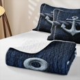 thumbnail image 4 of Erosebridal Nautical Anchor Quilt Full, Marine Full Bedspread Sets, Navy Reversible 3 Pieces, 1 Coverlet and 2 Pillowcases, 4 of 7