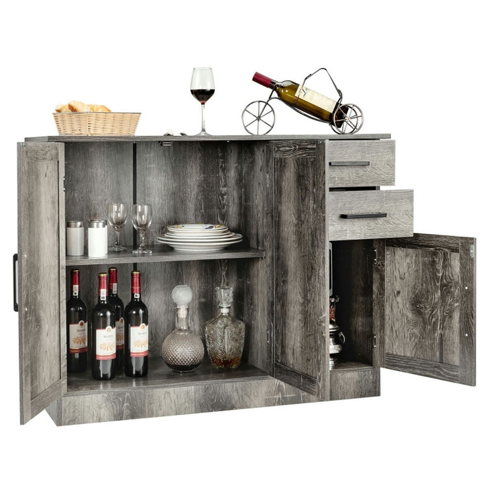 Finihen Kitchen Storage Cabinet, Buffet Sideboard, Buffet Storage Cabinet, Kitchen Sideboard with 2 Drawers, for Dining Room, Kitchen, Living Room, Gray Finihen Kitchen Storage Cabinet, Buffet Sideboard, Buffet Storage Cabinet, Kitchen Sideboard with 2 Drawers, for Dining Room, Kitchen, Living Room, Gray