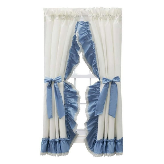 Ellis Curtain Madelyn Ruffled Victorian Priscillas 1.5" Rod Pocket Curtain Panel 100" x 63" Slate