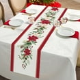 thumbnail image 2 of mubwai Christmas Poinsettia Table Runner 13x72 Inch Red Floral Pine Branch Seasonal Winter Holiday Kitchen Dining Table Decoration for Indoor Outdoor Home Party Decor, 2 of 5