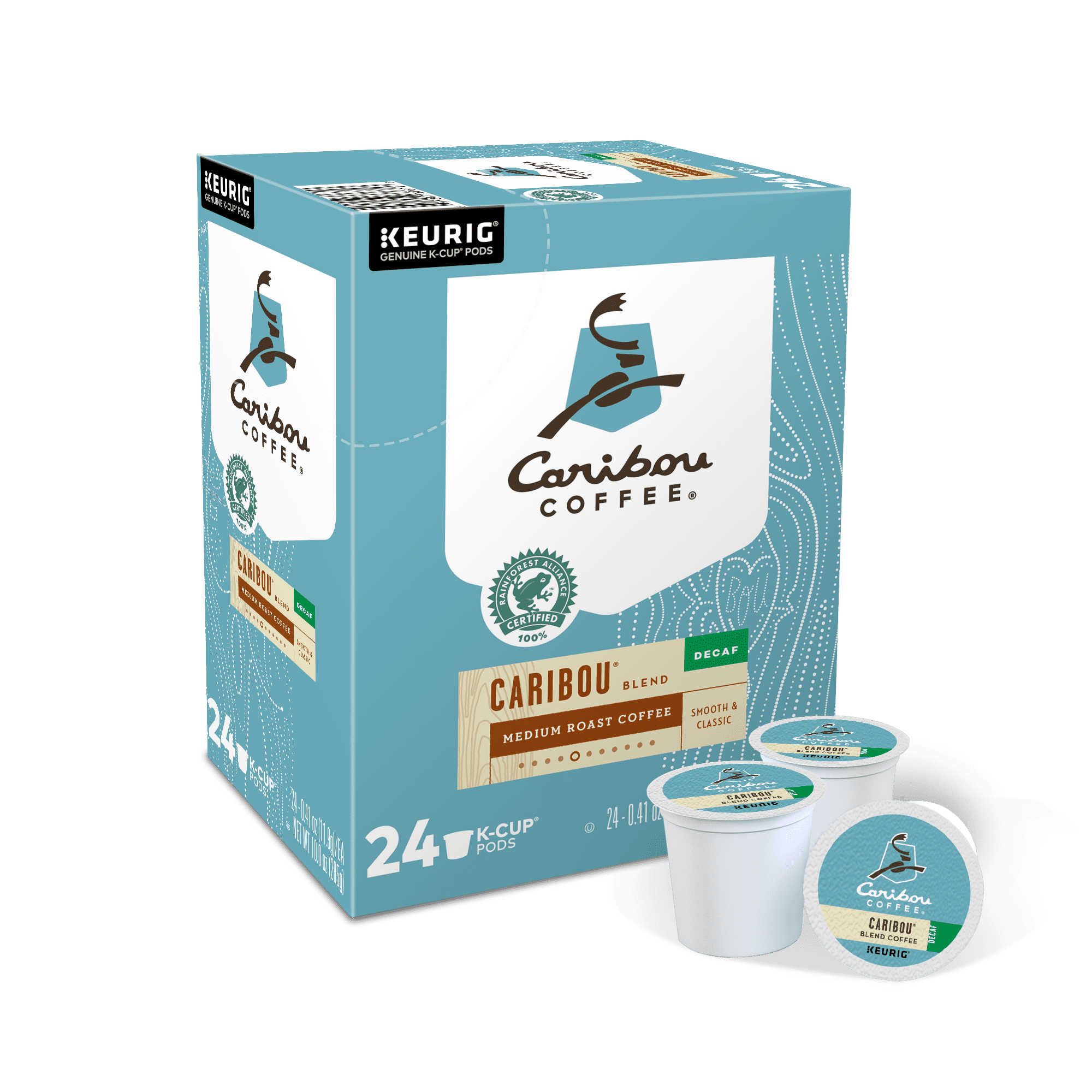 Caribou Coffee Decaf Caribou Blend K-Cup Pods, Medium Roast, 24 Count for Keurig Brewers ...