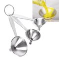 thumbnail image 6 of Stainless Steel Kitchen Funnel Set, 3 Pack Food Grade Metal Funnels with Long Handle for Bottles, Oils, Liquor & Spices, Dishwasher Safe with Cleaning Brush Clearance!, 6 of 9
