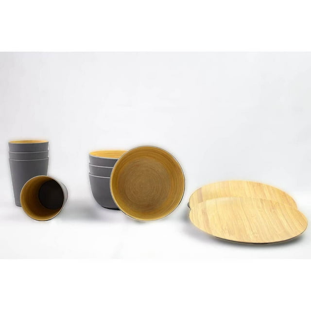 Set de comedor Kole Imports BAMBOOSET4GY de melamina con bambú gris