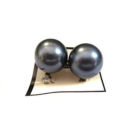 - Clip-on Earrings Faux Pearl Gray Ball Clip Earrings 1 inch
