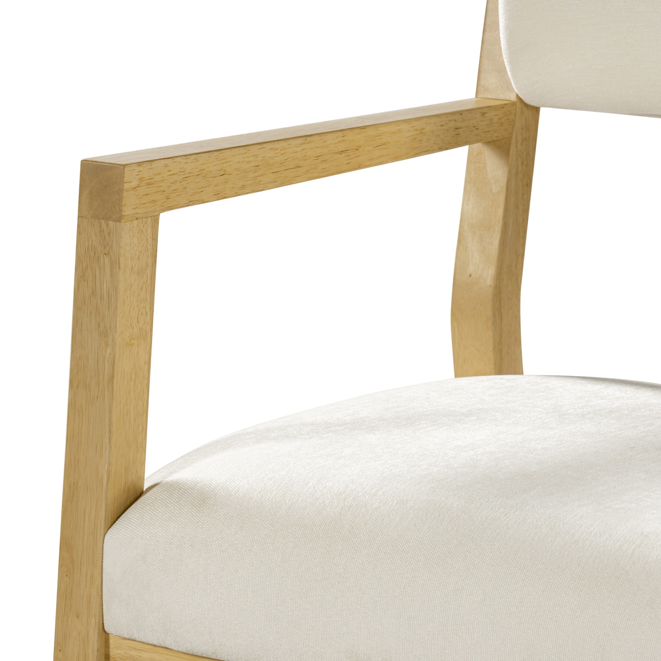 Christopher Knight Home Scandinavian Upholstered Dining Armchairs, Wood Frame, Natural+Beige, Set of 2