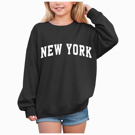 Girls Sweatshirt Graphic Letter Print Sweatshirts for Teen Girls Crewneck Oversized Sweatshirt Kids Fashion Long Sleeve Pullover Tops Kaprioy Girls Sweatshirt