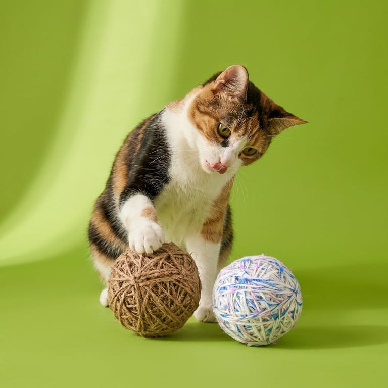 Vibrant Life Yarn Ball Cat Toy with Rattle, 2 Pack photo 2