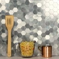 thumbnail image 2 of Abolos- Enchanting Hexagon Wall Backsplash 1.5" x 1.5" Peel and Stick Metal Mosaic Tile in Silver (19.80sqft / 22pc Box), 2 of 4