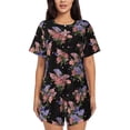 thumbnail image 1 of Junzan Ensemble de Pyjama à Manches Courtes Motif Bouquet pour Femmes, Ensemble de Pyjama d'Été à Manches Courtes Col Rond 2 Pcs - Petit, 1 of 6