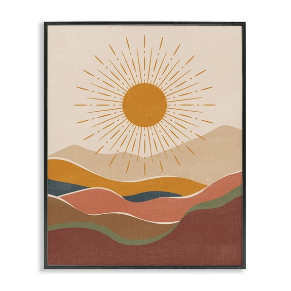 Stupell Industries Earthtone Desert Sun Landscape & Nature Painting Black Framed Art Print Wall Art, 11 x 14