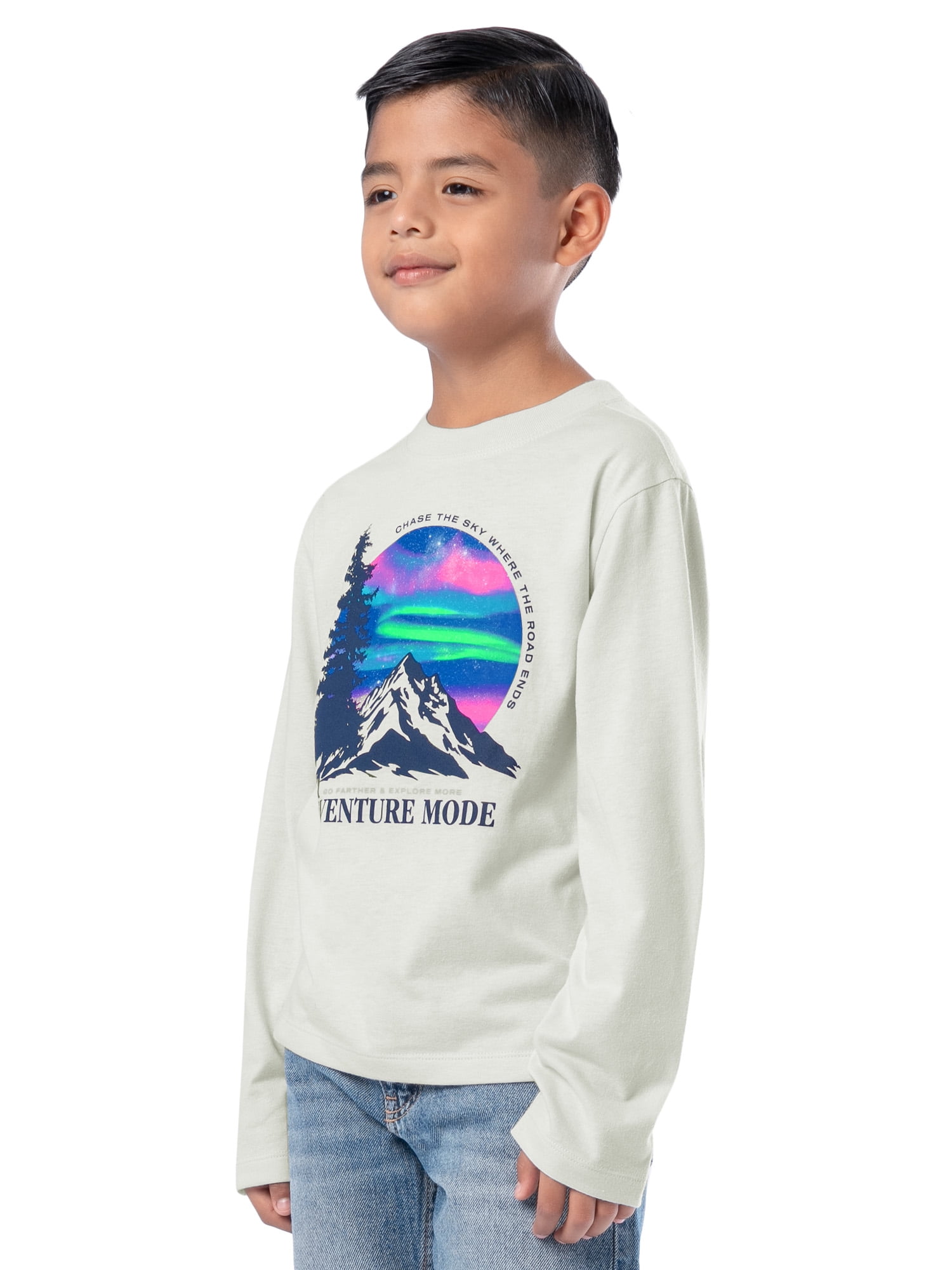 Wonder Nation Boy's Long Sleeve Elevated Graphic T-Shirt, Sizes 4-18 & Husky