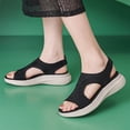 thumbnail image 4 of LOVZFMLL Women's Sandals Fashion Rhinestone Glitter Comfort Walking Hiking Wedge Sandals with Arch Support Summer Casual Outdoor Footwear Black 7.5, 4 of 9