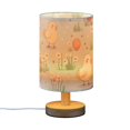 thumbnail image 2 of Chickens Flowers Table Lamp USB Bedside Desk Nightstand Lamp Printed Gifts Small Lamp Wood Base for Bedroom Living Room Kids Room College Dorm, 2 of 7