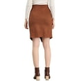 thumbnail image 3 of INSPIRE CHIC Women's A-Line Front Slit Knee Length Wrap Faux Suede Skirt M Caramel, 3 of 6