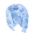thumbnail image 3 of Lovskoo Sweaters for Women Long Sleeve Winter Pullover Soft Waxy Trendy Beaded Flower Design Knit Sweater Light Blue, 3 of 7