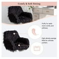 thumbnail image 5 of Exlonjet Fluffy Desk Chair, Faux Fur Furry Home Office Chair, Fuzzy Swivel Armchair with Wheels, Height Adjustable Silver Base for Girls, Bedroom, Black, 5 of 8