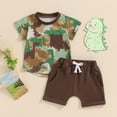 thumbnail image 6 of Okbabeha Toddler Baby Boy Summer Outfits Short Sleeve Dinosaur Pocket T-Shirt Camouflage Tops Shorts 2Pcs Kids Clothes Set, 6 of 7