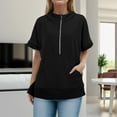 thumbnail image 4 of Xudanell Womens Clothes Fashion Half Zip Hoodie Short Sleeve Pocket Oversized Comfort Colors Sweatshirt Top Black XXL, 4 of 7