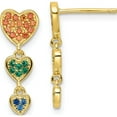 thumbnail image 1 of Sterling Silver Gold Tone Multicolor Cz Hearts Post Dangle Earrings (19.85 X 7.28) Made In China qe16444, 1 of 5