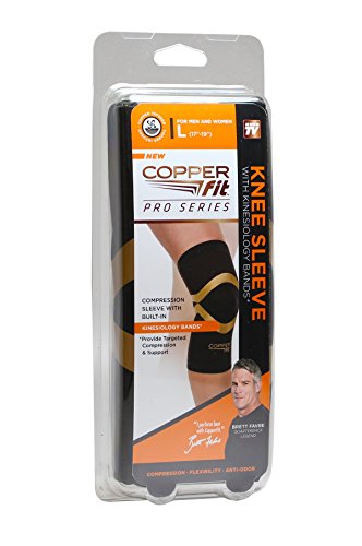 Copper Fit Pro Series Pickle Ball Knee Sleeve, Black, Large
