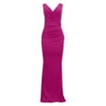 thumbnail image 3 of Formal Cocktail Dresses for Women Ladies Elegant Sleeveless V Neck Split Evening Gown Long Dress Evening Dresses Hot Pink S, 3 of 5