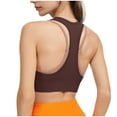 thumbnail image 3 of Bigersell Yoga Sports Bra Women T-Back Workout Crop Tank Tops with Built in Bras Solid Wireless Sports Bras Sleeveless Cropped Tank Tops Comfort Soft Pull-On Closure Padded Bra Coffee L, 3 of 5