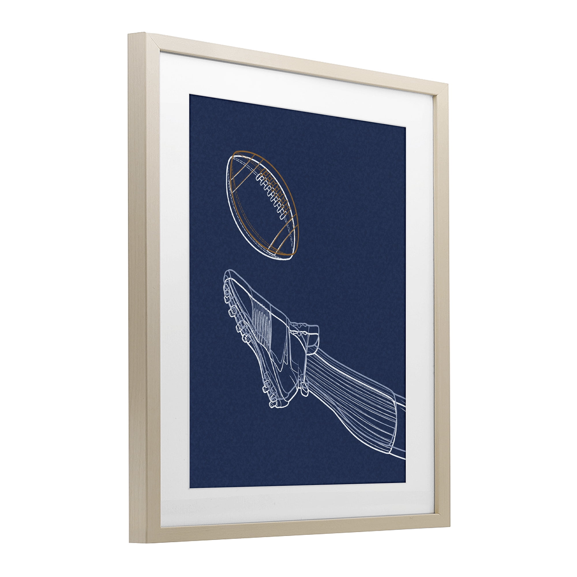 Stupell Industries Football Lines Contour Birch Framed Print Under Glass, design by Marcus Prime