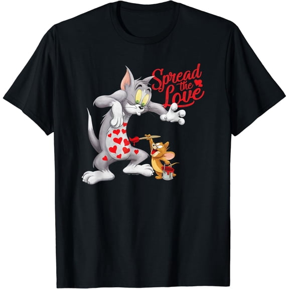 Tom And Jerry Love Day Spread The Love T-Shirt BLACK Unisex S-5XL Hot Trending Shirt, Vintage Birthday Gift