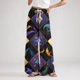 thumbnail image 5 of Ladies Loose Casual Printed Wide Leg Pants with Elastic Waistband Drawstring and Pocket Pants, Carnival Theme Trousers, Bohemian Style Pants for Women,Black,S, 5 of 6