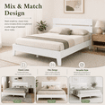 thumbnail image 3 of Zimtown Full Size Bed Frame,Solid Rubber Pine Wood Platform Bed Frame, Bedroom Bed with Headboard, White, 3 of 10