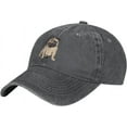 thumbnail image 2 of Vintage Washed Distressed Adjustable Pug Dog Womens Denim Baseball Cap Mom Trucker Hat Cap for Women Unisex, 2 of 8
